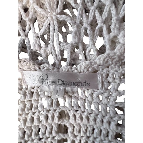White Diamond Women’s Ivory Crochet Top Boho Sexy Size Large - Picture 4 of 7